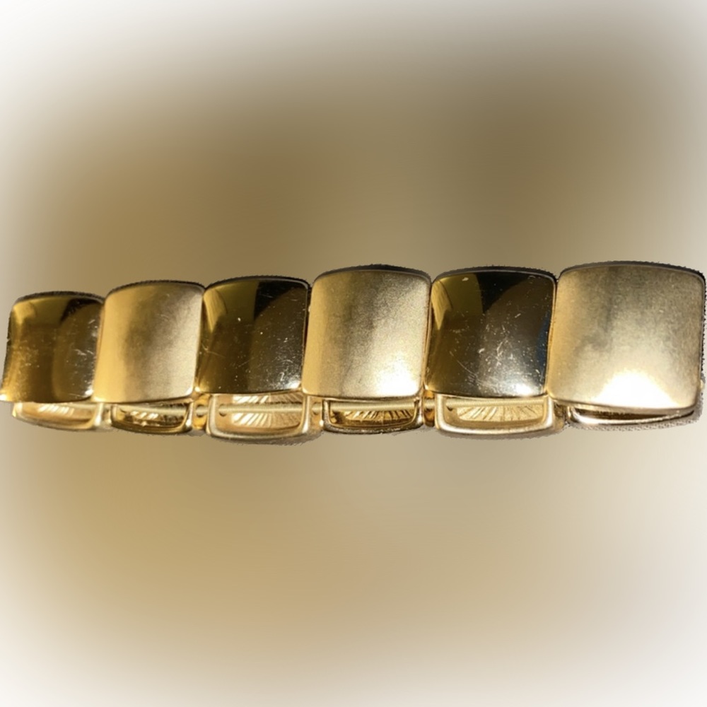 Vintage Liz Claiborne Gold-Tone Square Stretch Bracelet